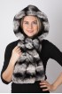 Rex chinchilla fur hood-scarf